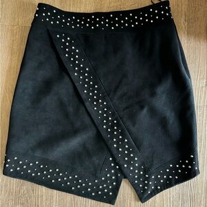 INTERMIX Black Suede Studded Mini Skirt